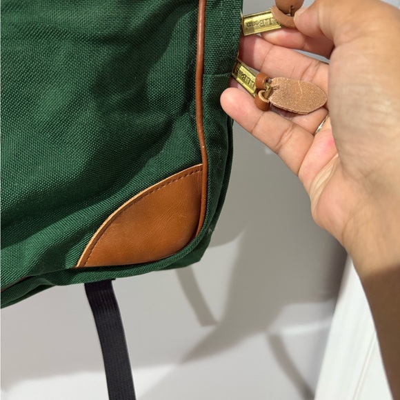 80s 90s LL BEAN Green Canvas Leather Folding Garment Carrying Bag Travel Vintage - Picture 3 of 8
